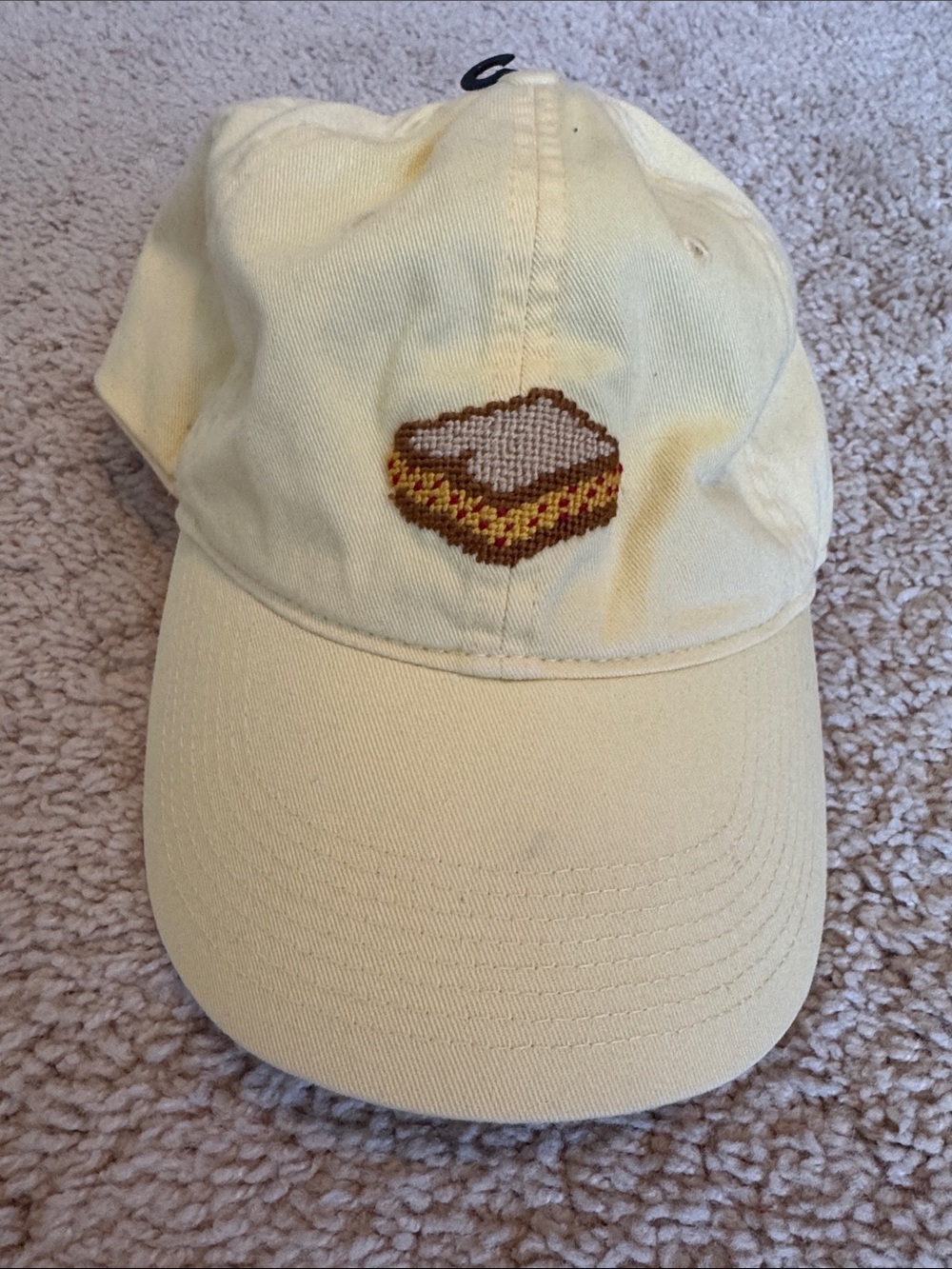Pale Yellow Embroidered Sandwich Baseball Cap - Unbranded